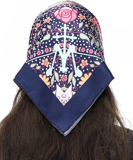 Bozidol Catholic Veil Head Scarf - Bandana Chapel Veils Catholic Rose and Cross Mantilla Head Veils Mass for Church