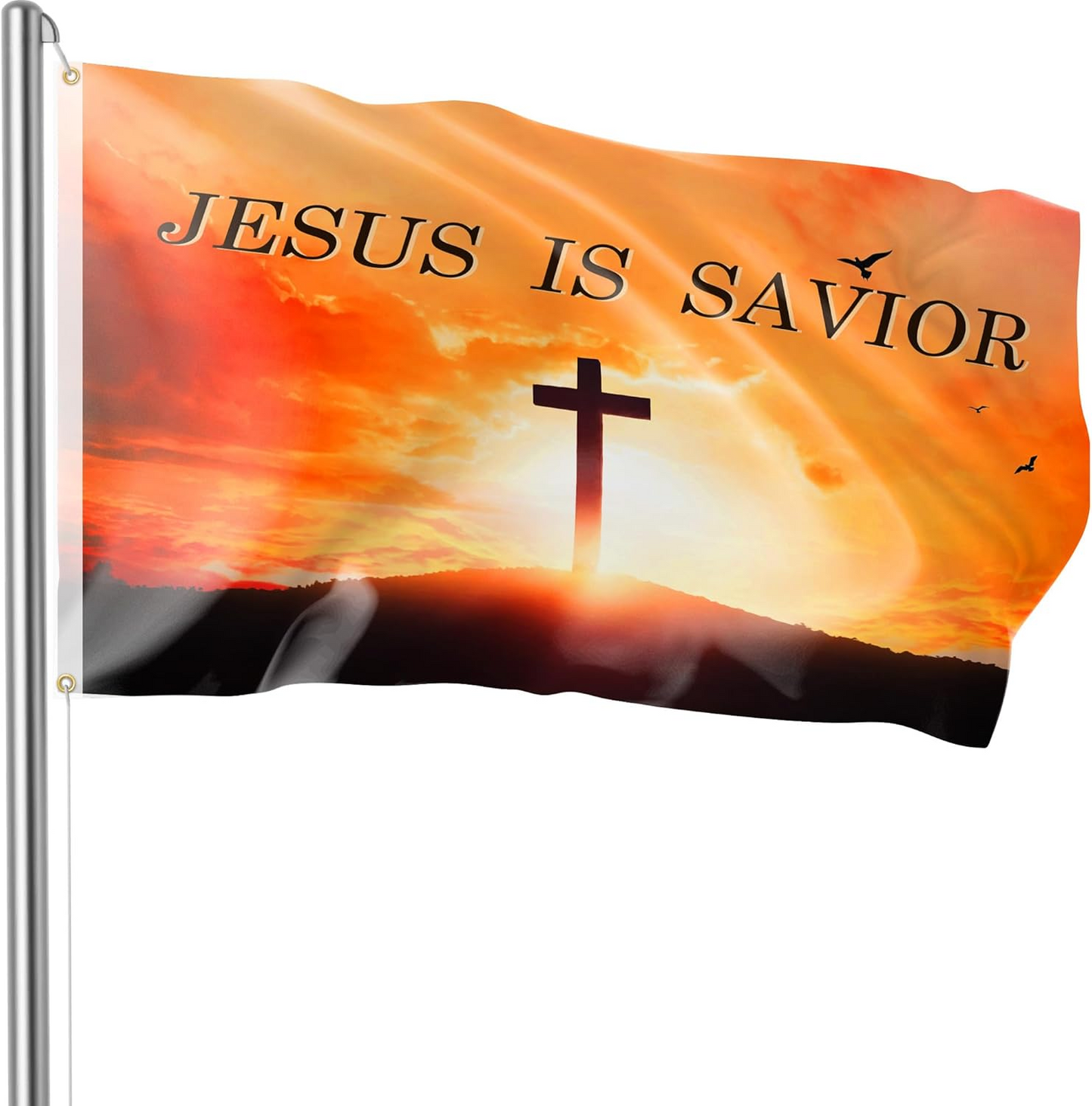 Bozidol Christ Jesus Flag, 3x5 Feet Double Sided Cross Flags with Brass Grommets, Christian Easter Decorations for Indoor and Outdoor House Yard Banner Decor
