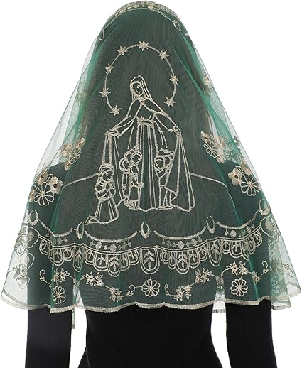 Bozidol Mantilla Veils for Church Catholic, D Shape Our Lady of the Rosary Chapel Veil, Latin Mass Head Coverings for Women