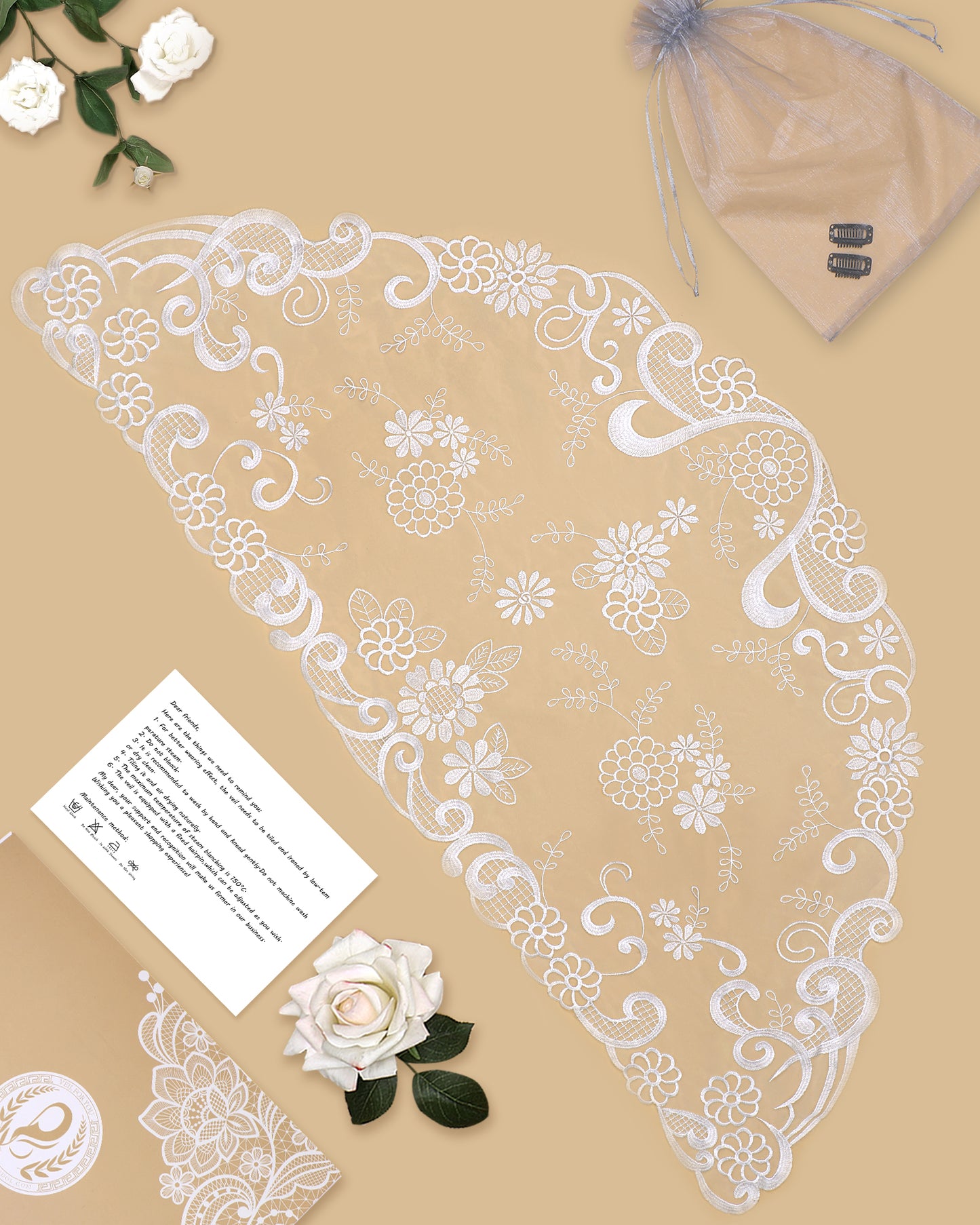 Bozidol Catholic Veil Church Mantilla Velos para ir a la Iglesia Lace Chapel Mass Veil Religious Gift for Women (White)
