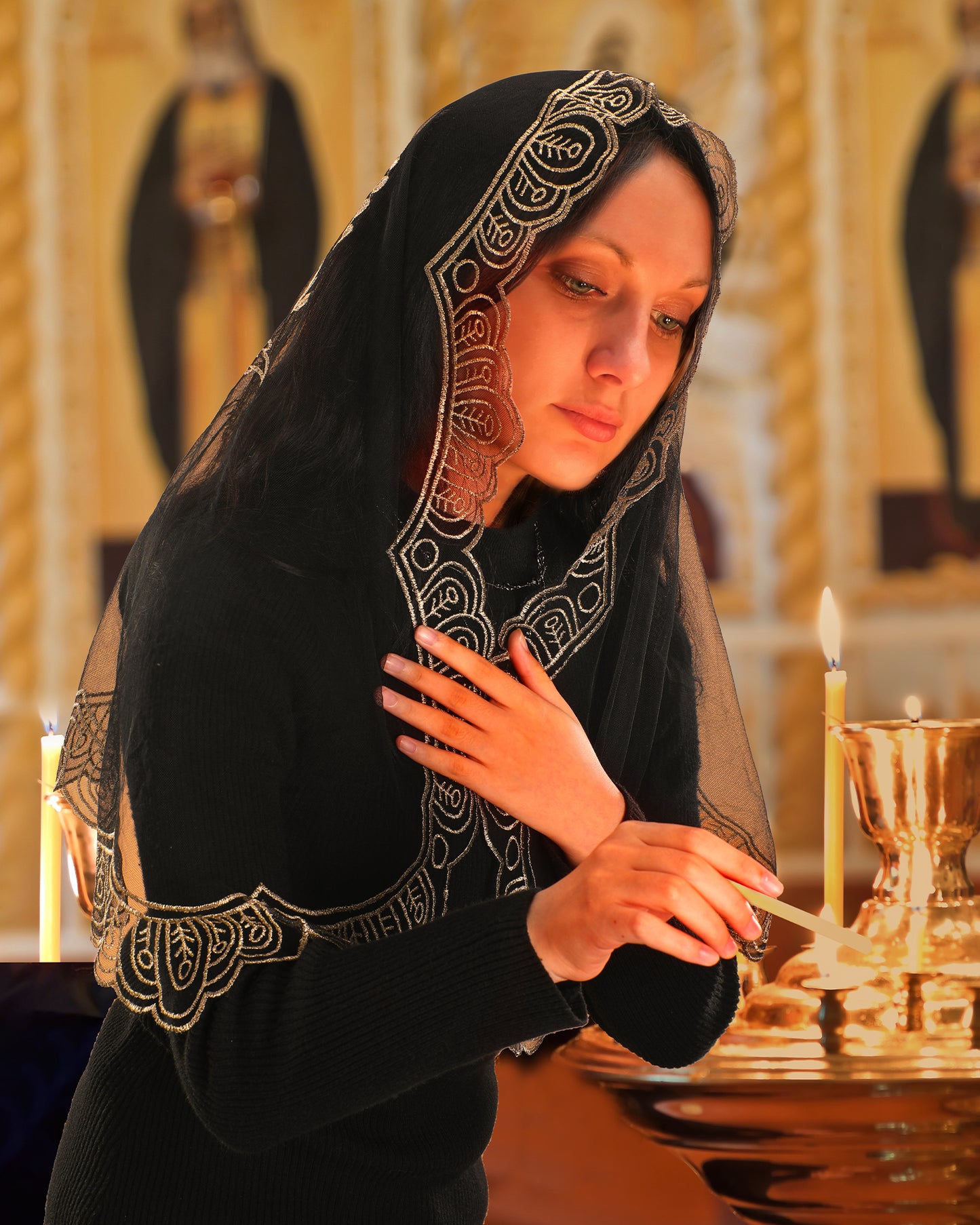 Bozidol Madonna of the Cross Lady's Veil - Catholic Church Wedding Cross Virgin Lady Veil