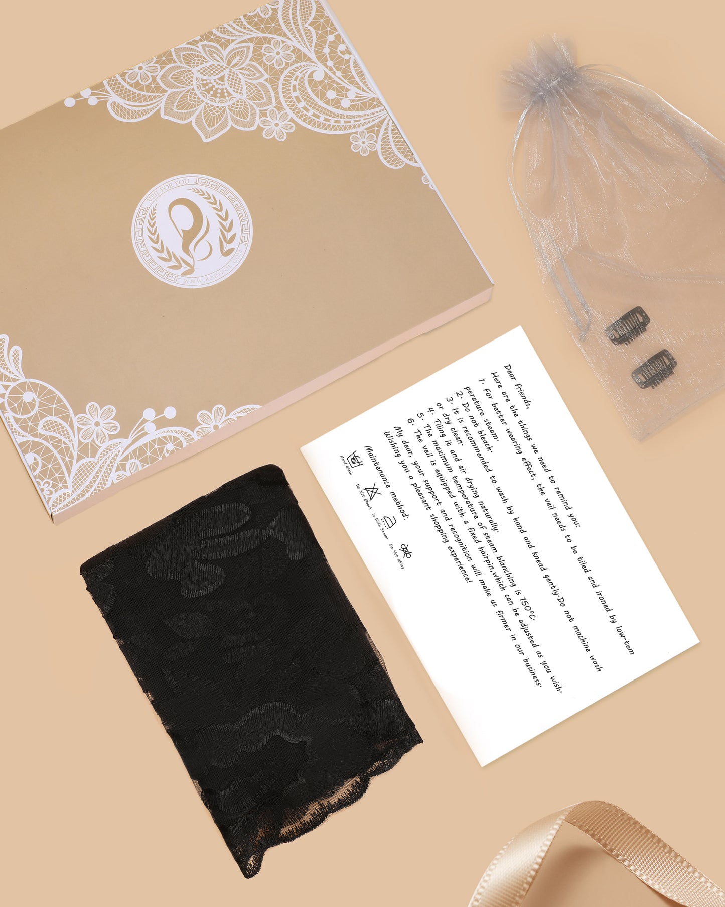 Bozidol D-Shaped Camellia Cross Veil - Christian Church D Shape Camellia Cross Embroidery Ladies Veil