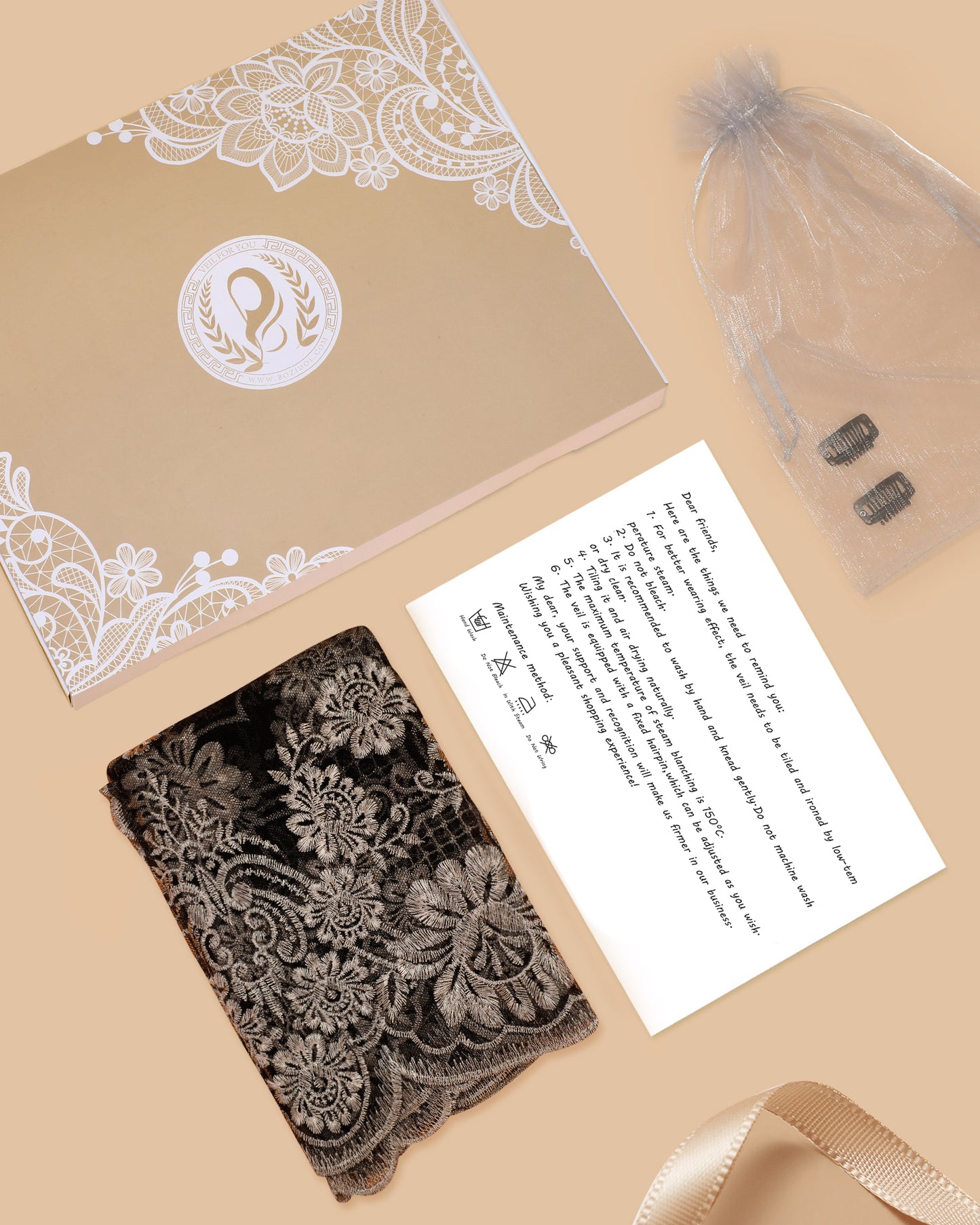 Bozidol Triangle Lace Chapel Veils - Madonna Camellia Embroidered Head Covering for women