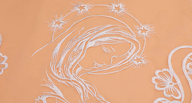 Bozidol Triangle Church Head Covering - Madonna Camellia Embroidered Veil Chapel Veil for women