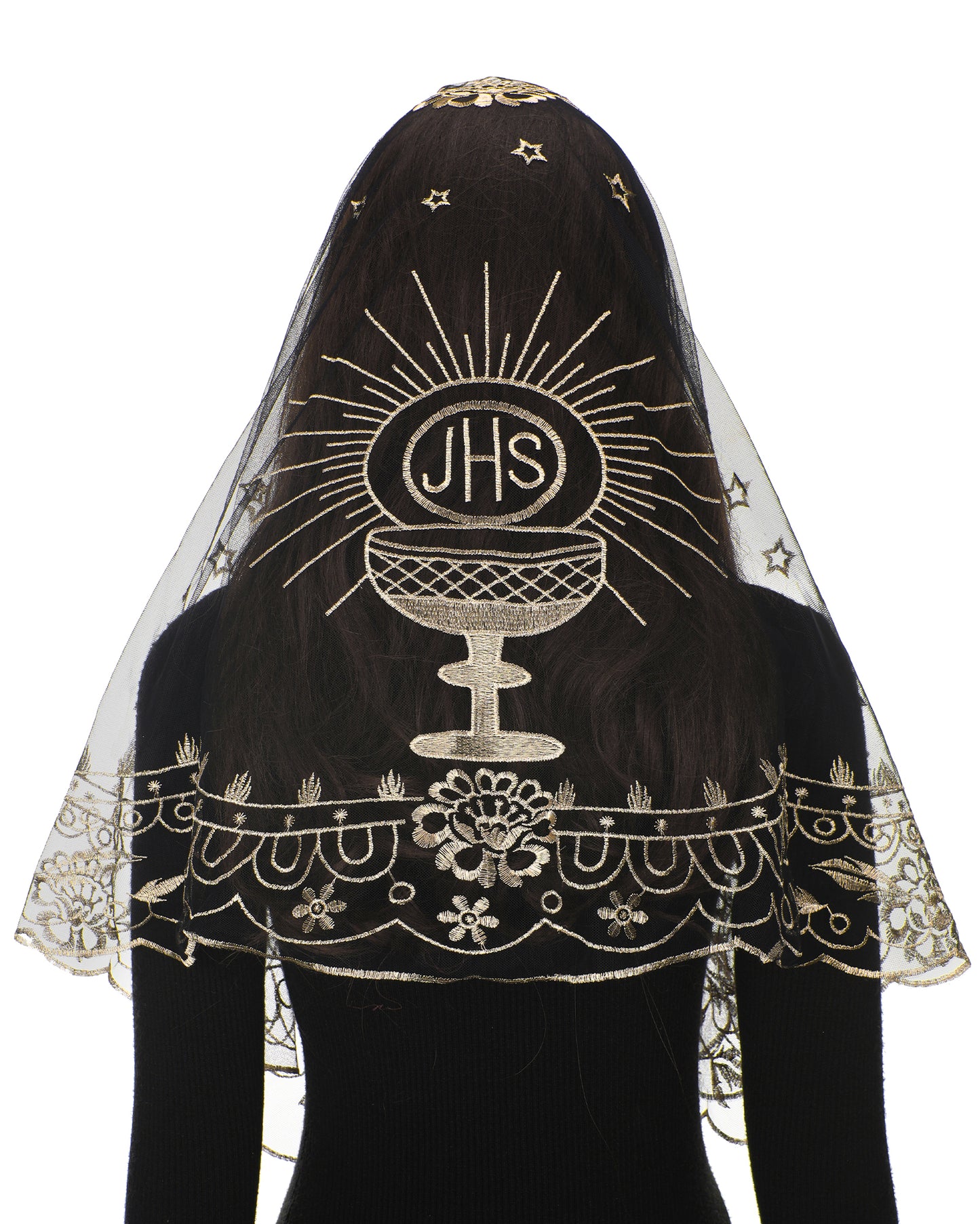 Bozidol Catholic Jesus Colored Camellia Veil - Holy Grail Jesus Colorful Camellia Embroidery Church Baptism Lady's Veil