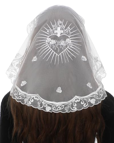 Bozidol Catholic Veils for Women Mass Sacred Heart Rose Church Veils Chapel Short Head Veils Velos Para ir a la iglesia