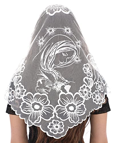 Bozidol Triangle Church Head Covering Madonna Camellia Embroidered Veil Chapel Veil for women