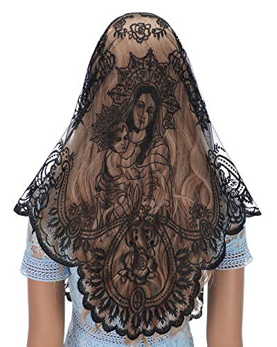 Bozidol Catholic Lace Mantilla Veil Marian Apparitions Embroidery Spanish Church Mass Scarf Chapel Prayer Christian Veil