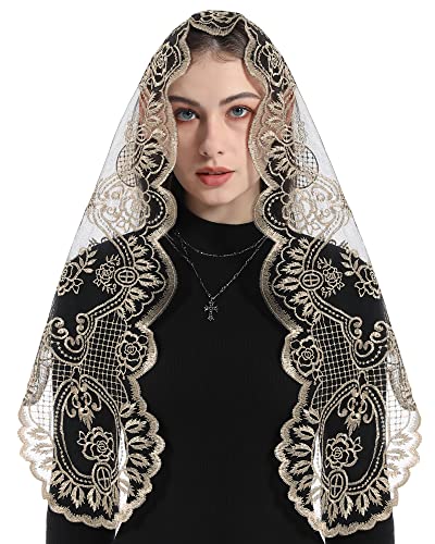 Bozidol Catholic Lace Mantilla Veil Marian Apparitions Embroidery Spanish Church Mass Scarf Chapel Prayer Christian Veil