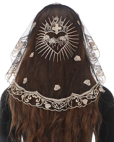 Bozidol Catholic Veils for Women Mass Sacred Heart Rose Church Veils Chapel Short Head Veils Velos Para ir a la iglesia