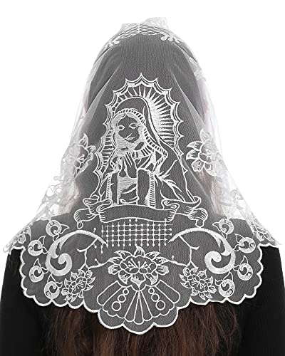 Bozidol Catholic Lace Mantilla Veil Marian Apparitions Embroidery Spanish Church Mass Scarf Chapel Prayer Christian Veil