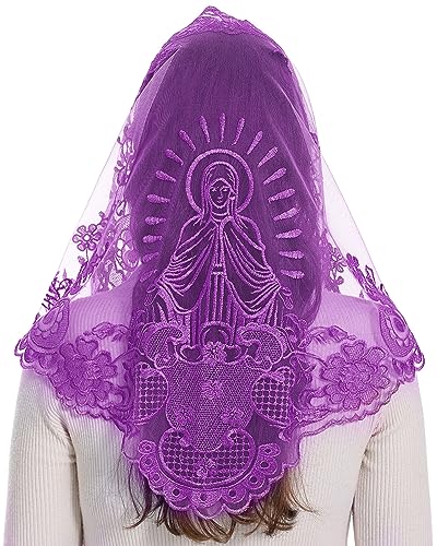 Bozidol Catholic Lace Mantilla Veil Marian Apparitions Embroidery Spanish Church Mass Scarf Chapel Prayer Christian Veil