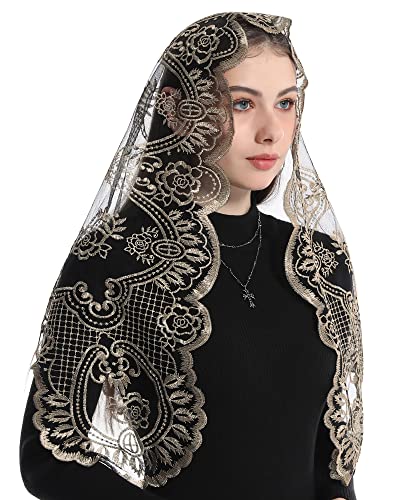 Bozidol Catholic Lace Mantilla Veil Marian Apparitions Embroidery Spanish Church Mass Scarf Chapel Prayer Christian Veil