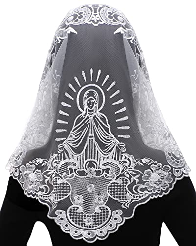 Bozidol Catholic Lace Mantilla Veil Marian Apparitions Embroidery Spanish Church Mass Scarf Chapel Prayer Christian Veil