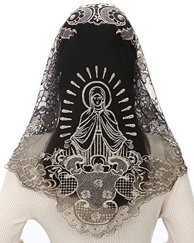 Bozidol Catholic Lace Mantilla Veil Marian Apparitions Embroidery Spanish Church Mass Scarf Chapel Prayer Christian Veil