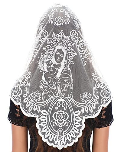 Bozidol Catholic Lace Mantilla Veil Marian Apparitions Embroidery Spanish Church Mass Scarf Chapel Prayer Christian Veil