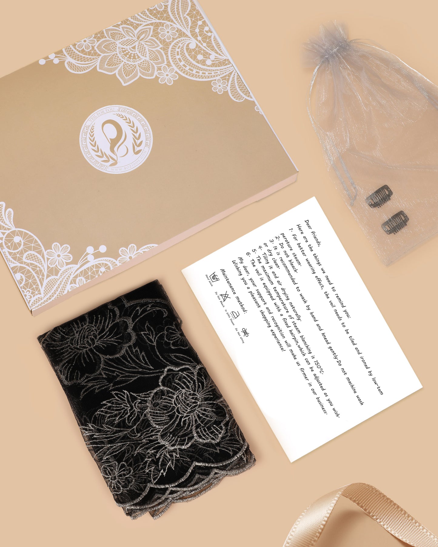 Bozidol Triangle Lace Church Veil - Triangular Flower Lace Vintage Style Bandana Church Veil