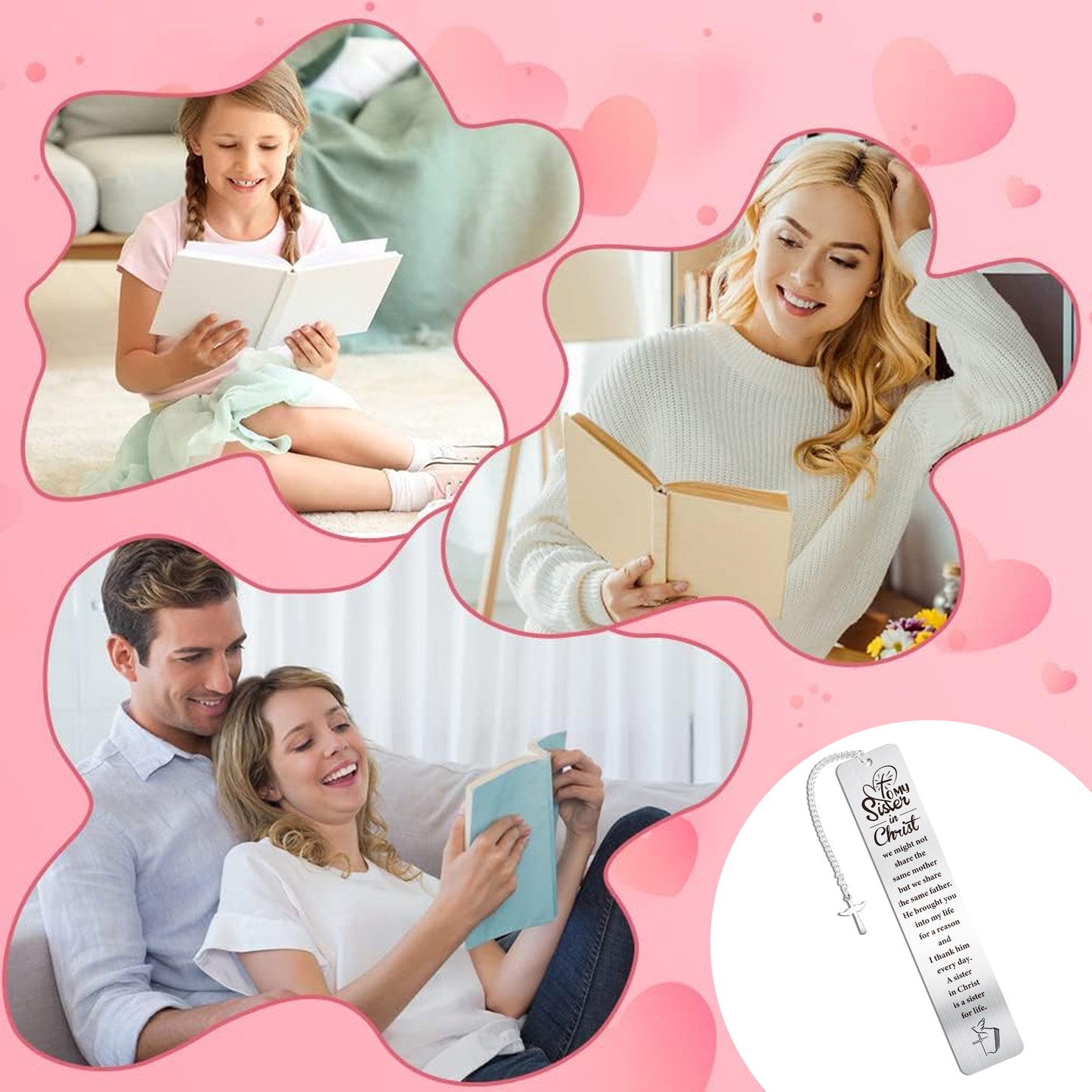 Christian Gifts for Women Girls, to My Sister in Christ Cross Bookmark, Inspirational Metal Bible Verse Book Markers, Religious Baptism Birthday Confirmation Gifts for Teen Girls Book Lovers