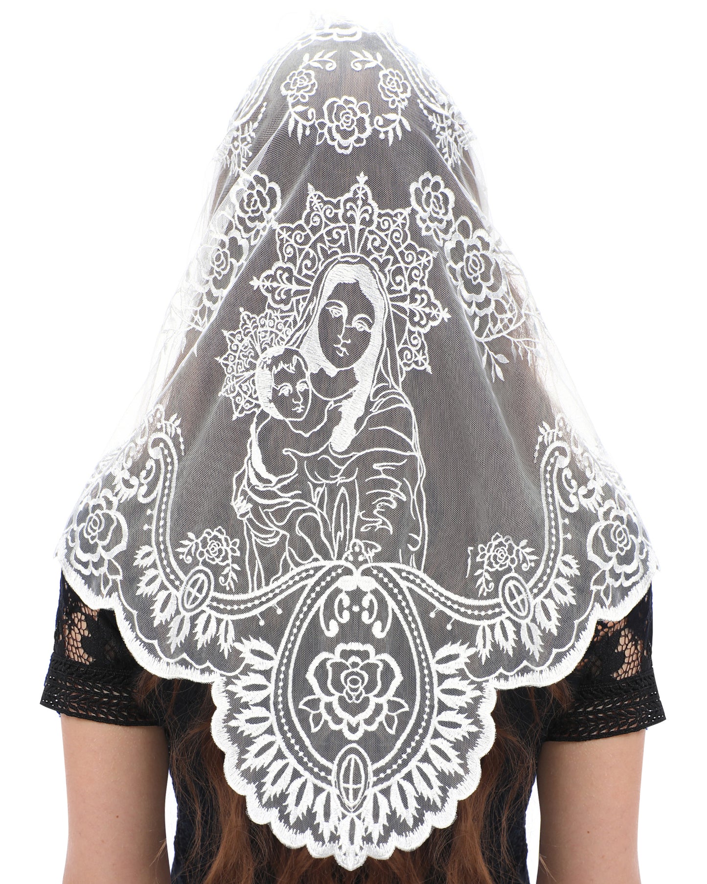 BOZIDOL Church Veil Lace Mantilla - Triangle Virgin Mary Head Covering Spanish Veil for Women