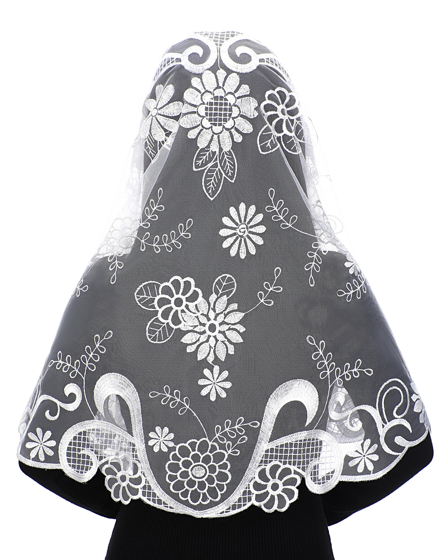 Bozidol Catholic Veil Church Mantilla Velos para ir a la Iglesia Lace Chapel Mass Veil Religious Gift for Women (White)