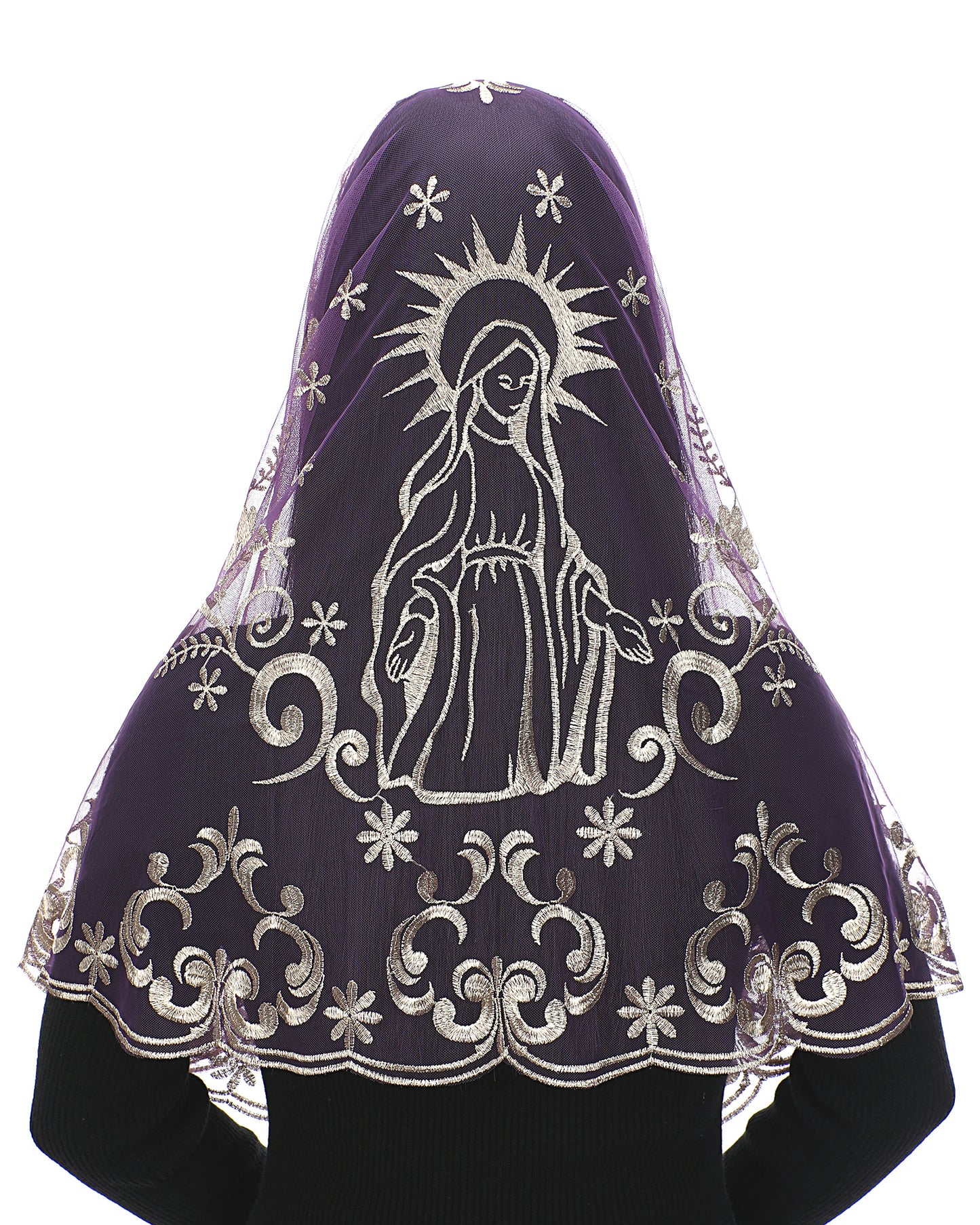 Bozidol Catholic Veil Church Mantilla Velos para ir a la Iglesia Lace Chapel Mass Veil Religious Gift for Women (White)