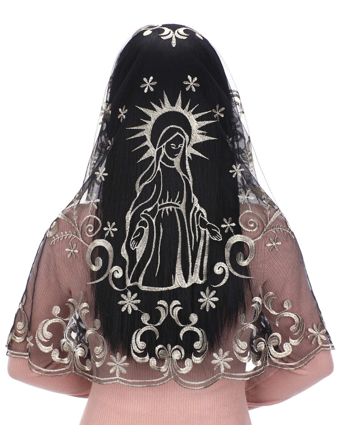 Bozidol Catholic Veil Church Mantilla Velos para ir a la Iglesia Lace Chapel Mass Veil Religious Gift for Women (White)