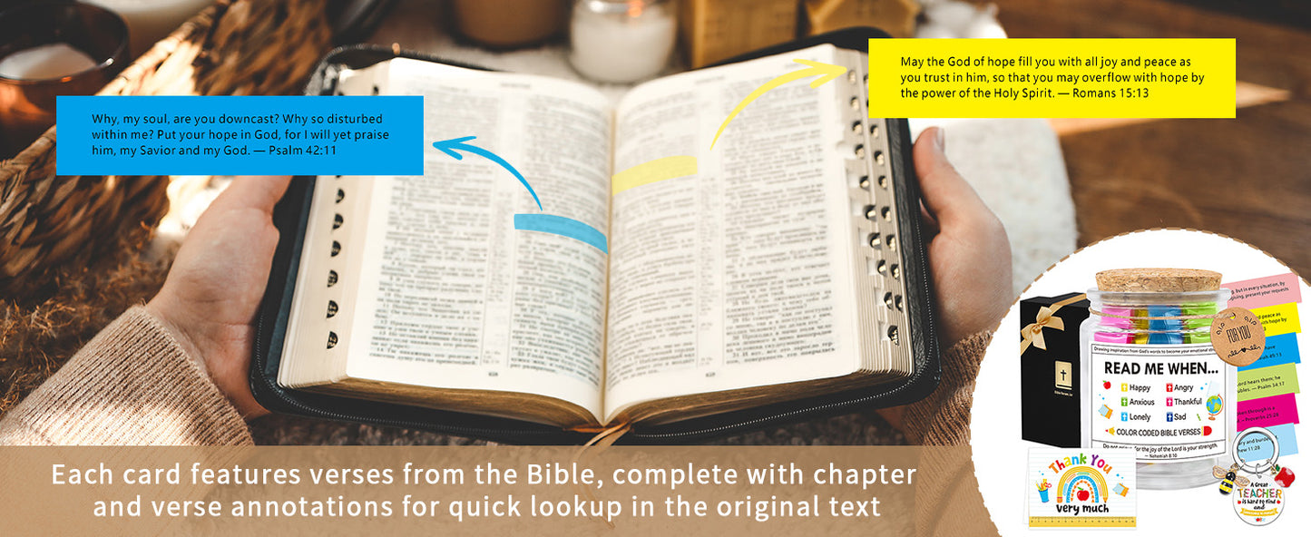 Bozidol Read Me When Bible Verses Jar, Inspirational Bible Verses in a Jar, Christian Gifts for Women Men, Thanksgiving, Teacher Appreciation Gifts, Come with Keychain, Ribbon and Greeting Card