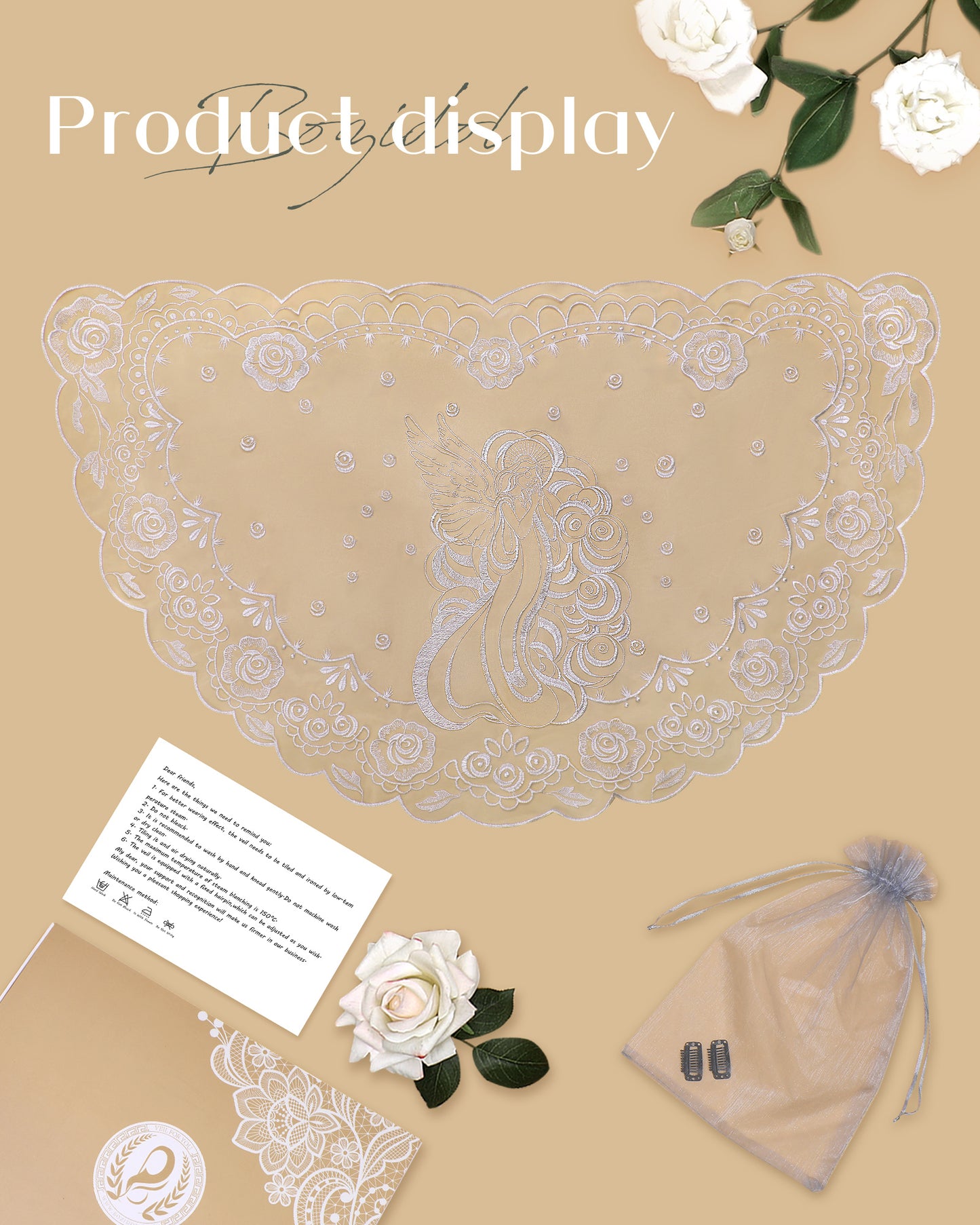 BOZIDOL Embroidery Church Lace Veils - Virgin Mary Head Covering Spanish Veil for Women