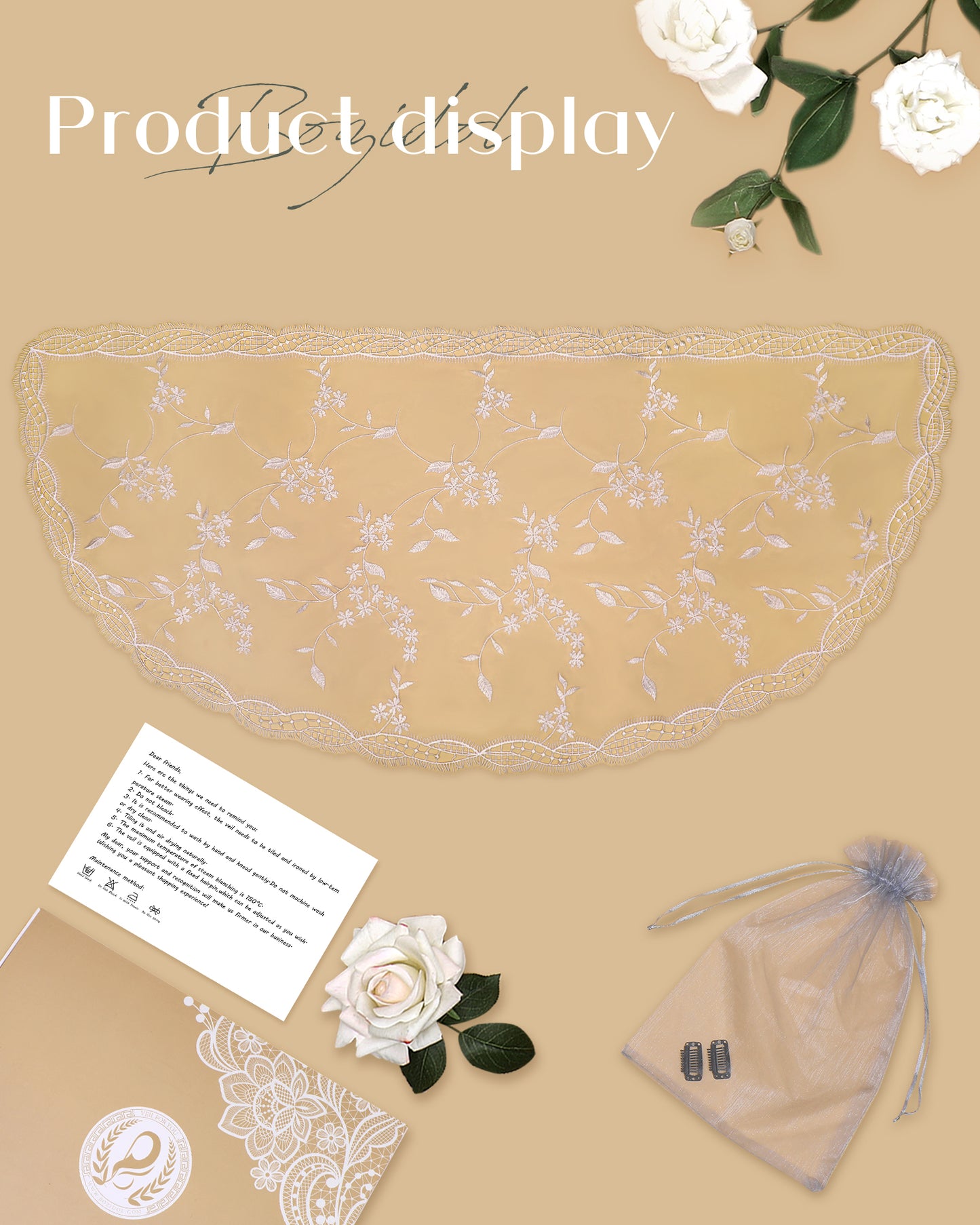 Bozidol Catholic Mantilla Chapel Lace Veil Church Spanish Mass Head Covering for Funeral Mourning (Black)