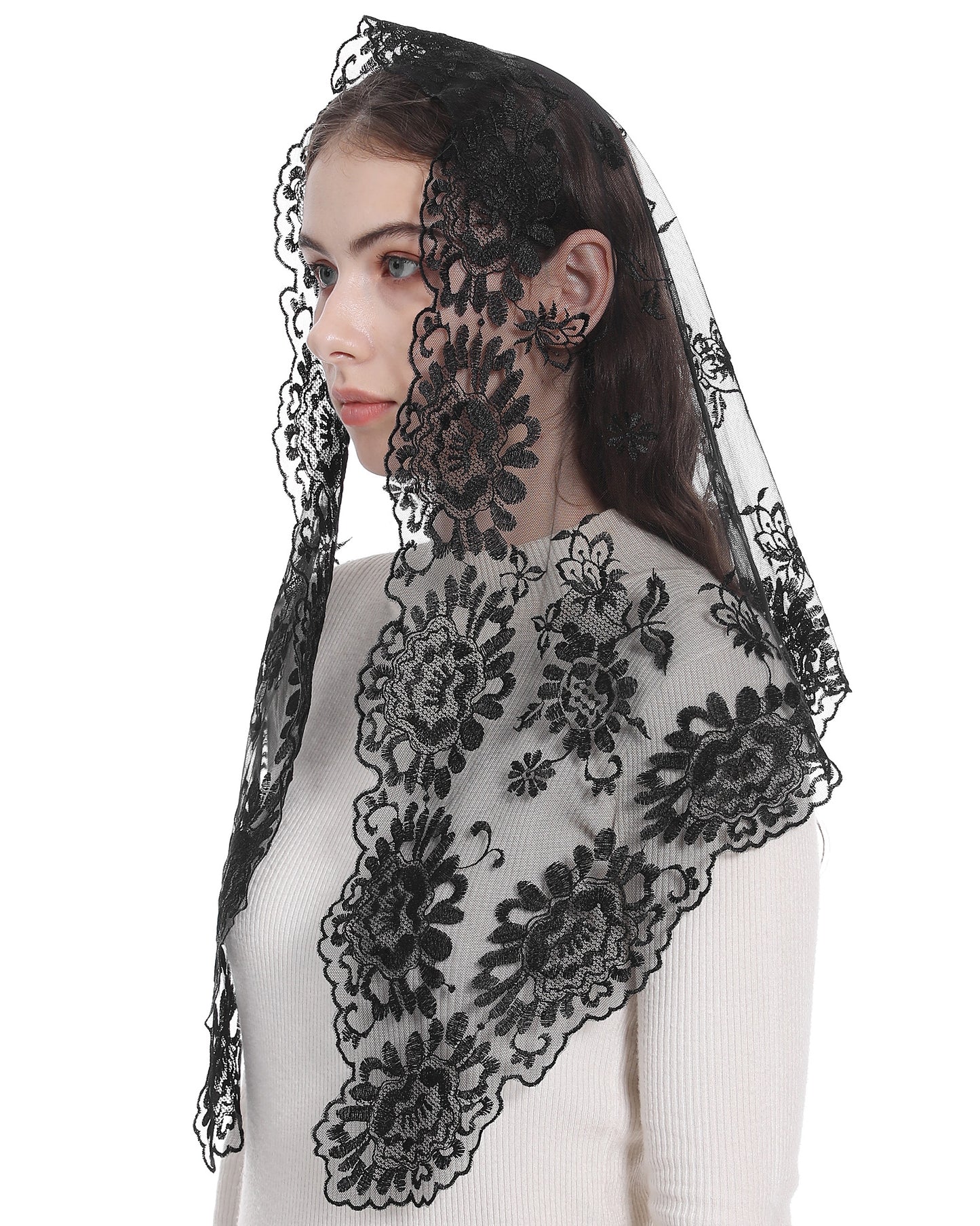 Bozidol Women's Chapel Lace Veils Catholic Church Mantilla Mass Head Covering Religious Christian Gift for Women