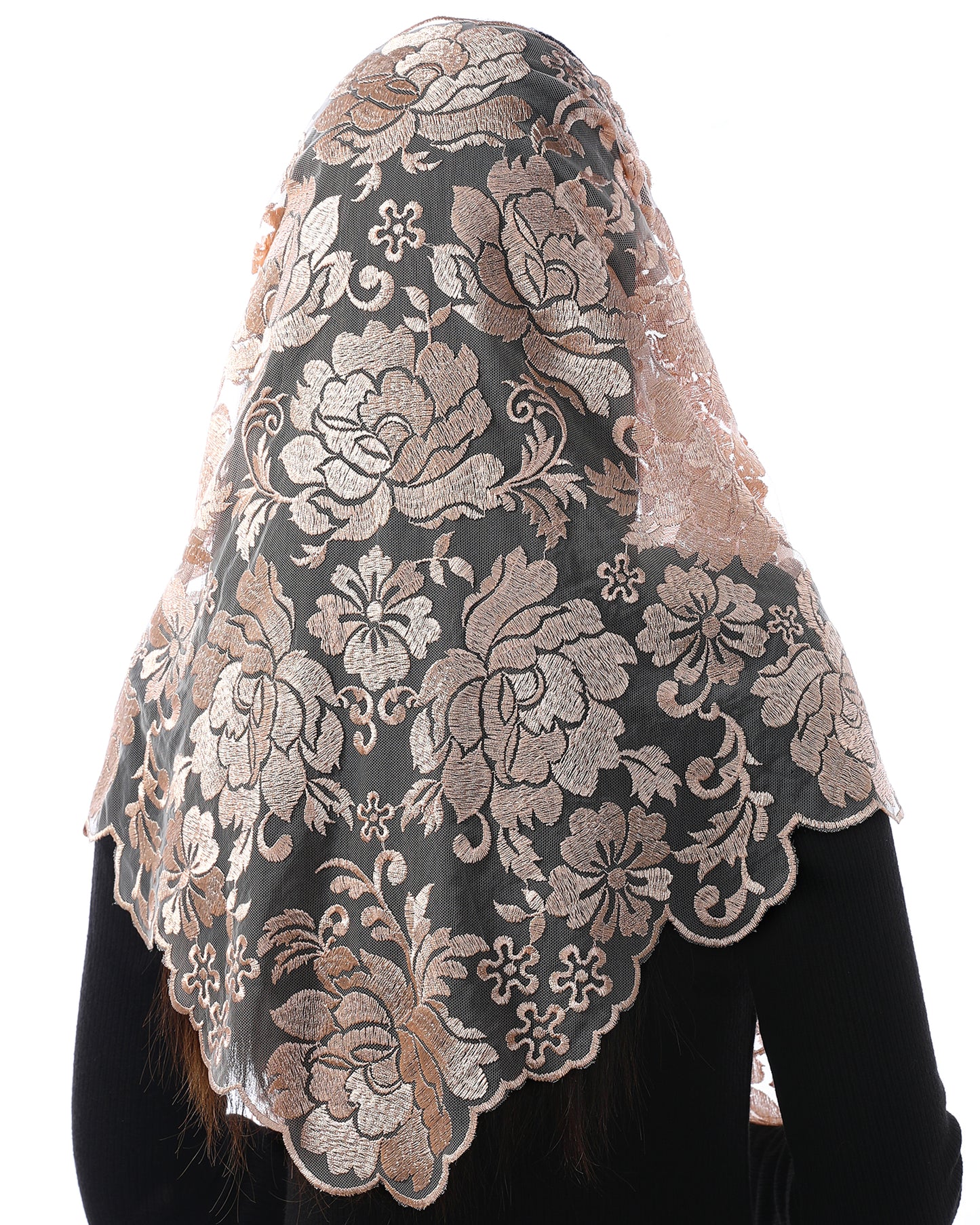 Bozidol Women's Catholic Church Mass Mantilla Veils Triangle Orthodox Headcovering Chapel Soft Lace Veil for Funeral