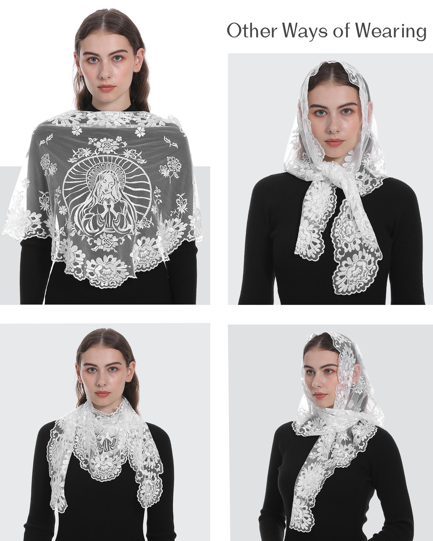 Bozidol Women's Chapel Lace Veils Catholic Church Mantilla Mass Head Covering Religious Christian Gift for Women