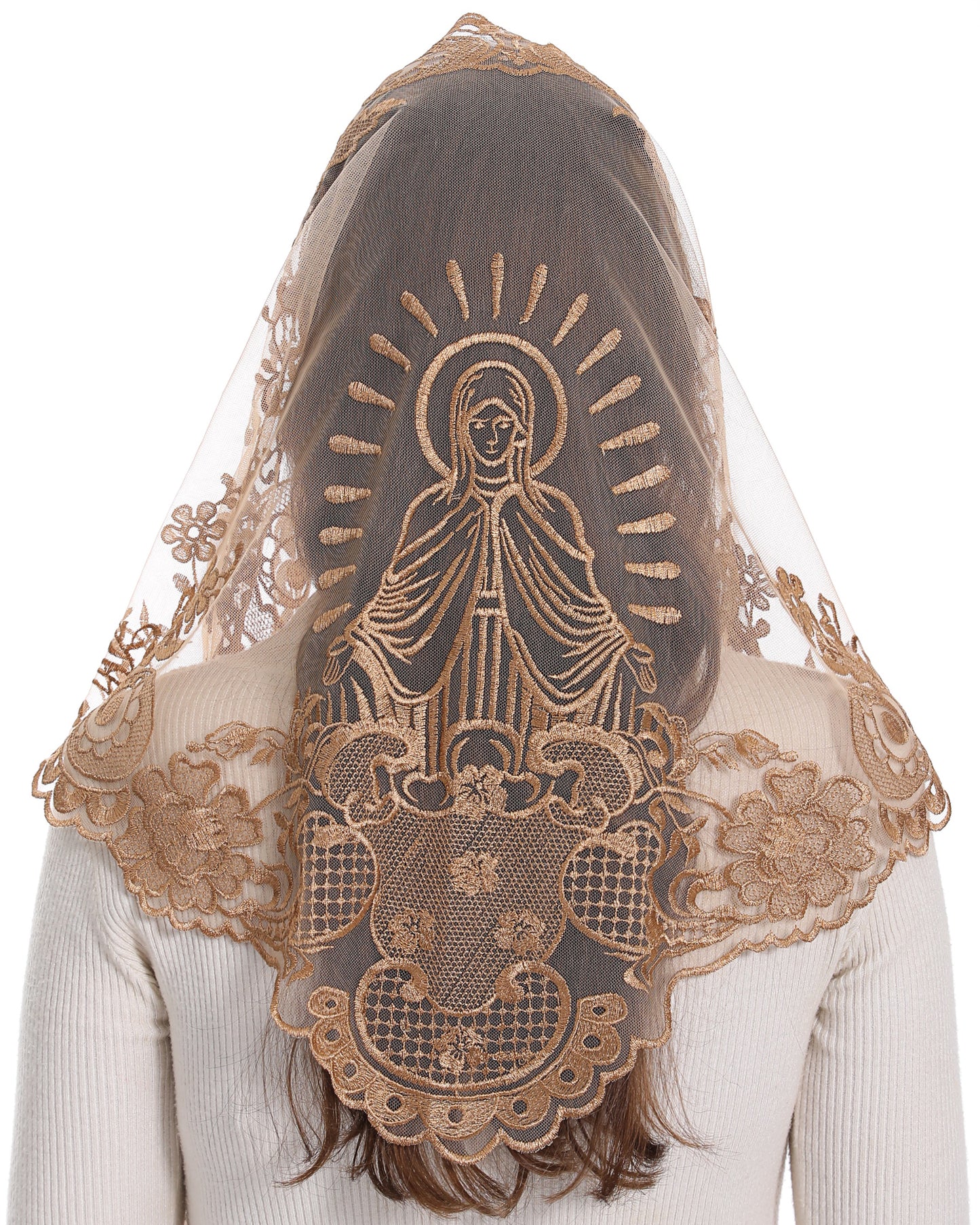 Bozidol Church Lace Veil Catholic Mass Head Covering Spanish Chapel Mantilla Religious Christian Gift for Women