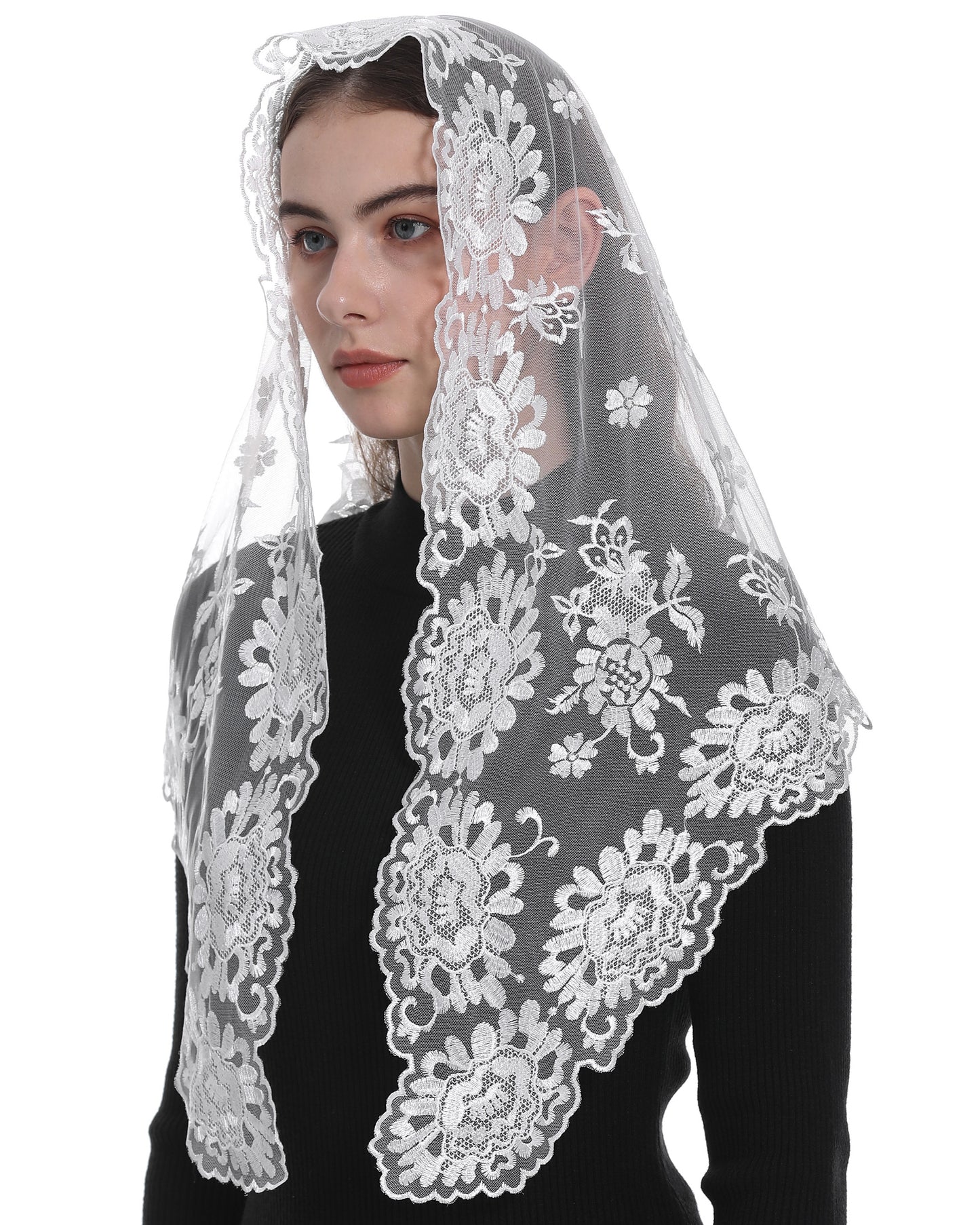 Bozidol Women's Chapel Lace Veils Catholic Church Mantilla Mass Head Covering Religious Christian Gift for Women