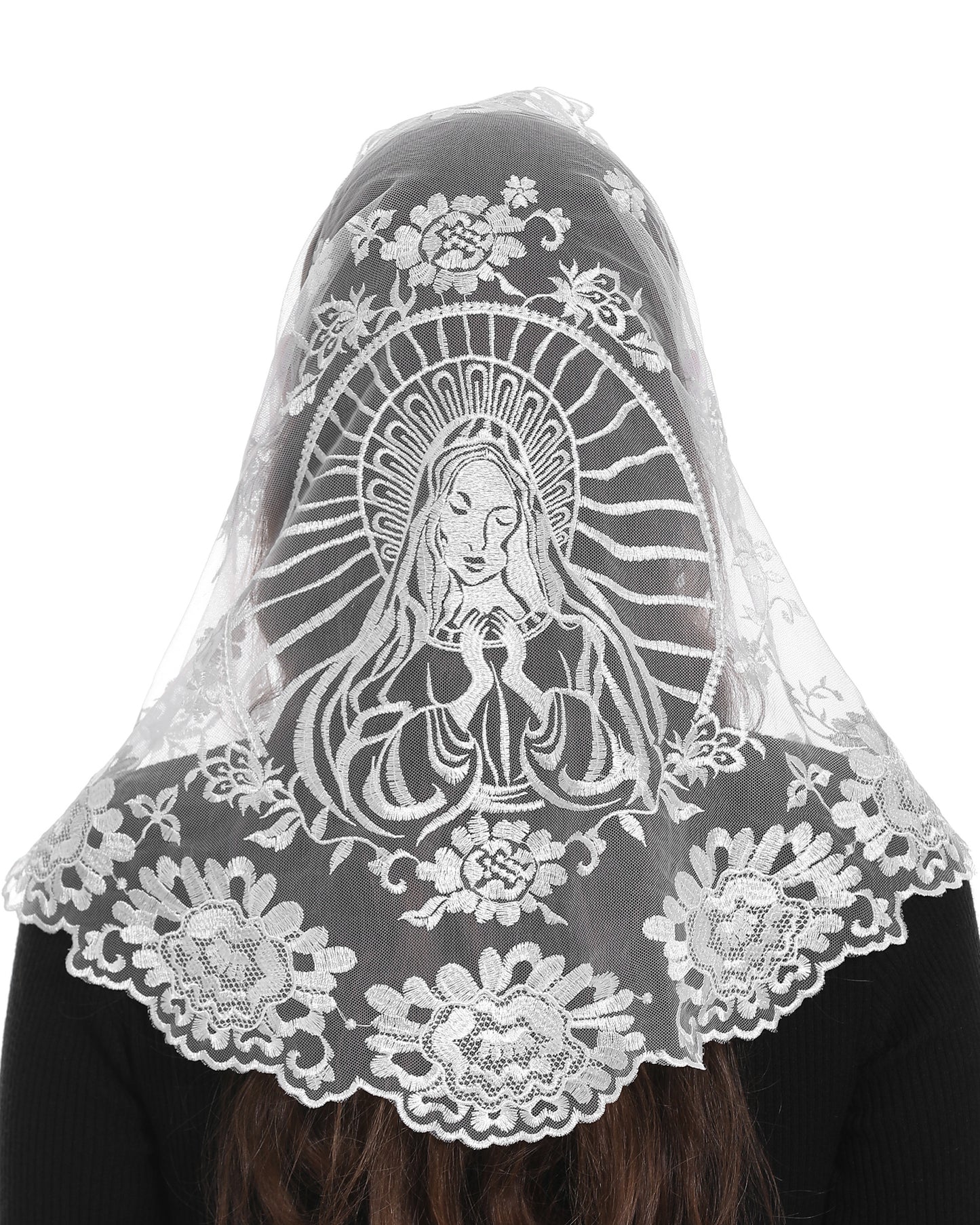 Bozidol Women's Chapel Lace Veils Catholic Church Mantilla Mass Head Covering Religious Christian Gift for Women