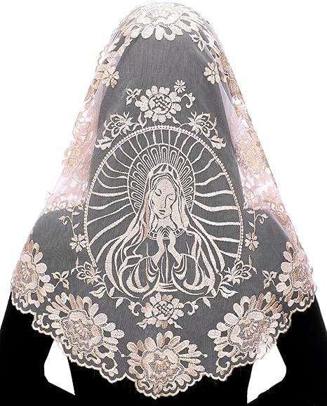 Bozidol Women's Chapel Lace Veils Catholic Church Mantilla Mass Head Covering Religious Christian Gift for Women