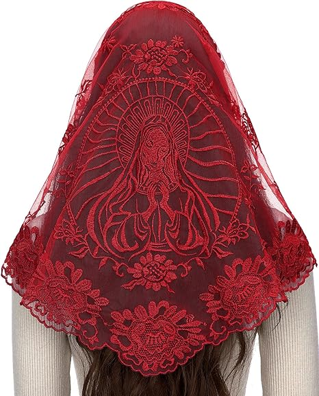 Bozidol Women's Chapel Lace Veils Catholic Church Mantilla Mass Head Covering Religious Christian Gift for Women