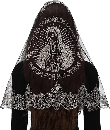 Bozidol Madonna Prayer Lace Veil - Catholic Guadalupe Madonna Prayer Lady Lace Headband Veil