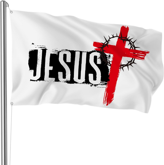 Bozidol Christ Jesus Flag, 3x5 Feet Double Sided Cross Flags with Brass Grommets, Christian Easter Decorations for Indoor and Outdoor House Yard Banner Decor