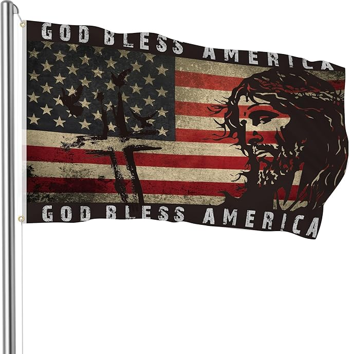 Bozidol Christ Jesus Flag, 3x5 Feet Double Sided Cross Flags with Brass Grommets, Christian Easter Decorations for Indoor and Outdoor House Yard Banner Decor