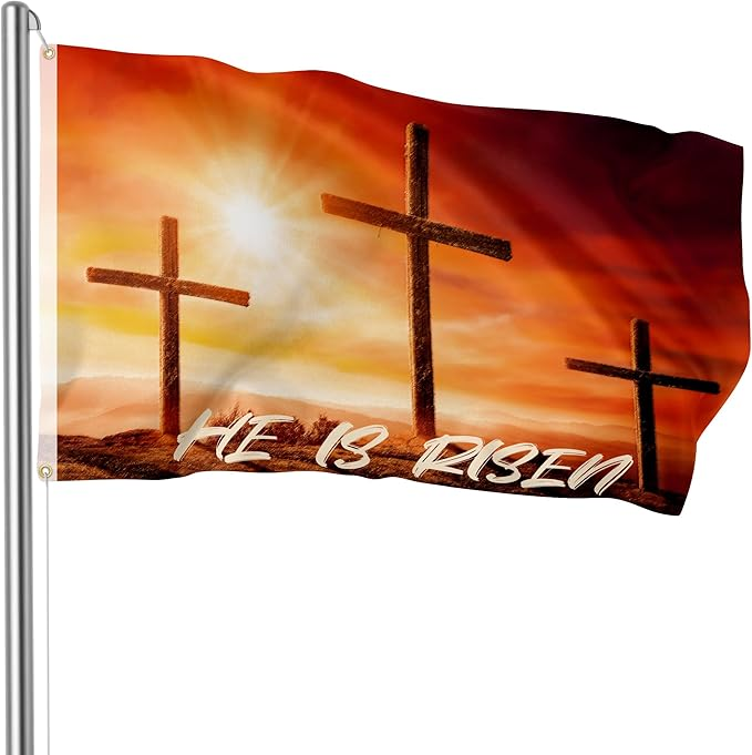 Bozidol Christ Jesus Flag, 3x5 Feet Double Sided Cross Flags with Brass Grommets, Christian Easter Decorations for Indoor and Outdoor House Yard Banner Decor