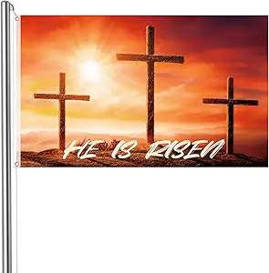 Bozidol Christ Jesus Flag, 3x5 Feet Double Sided Cross Flags with Brass Grommets, Christian Easter Decorations for Indoor and Outdoor House Yard Banner Decor