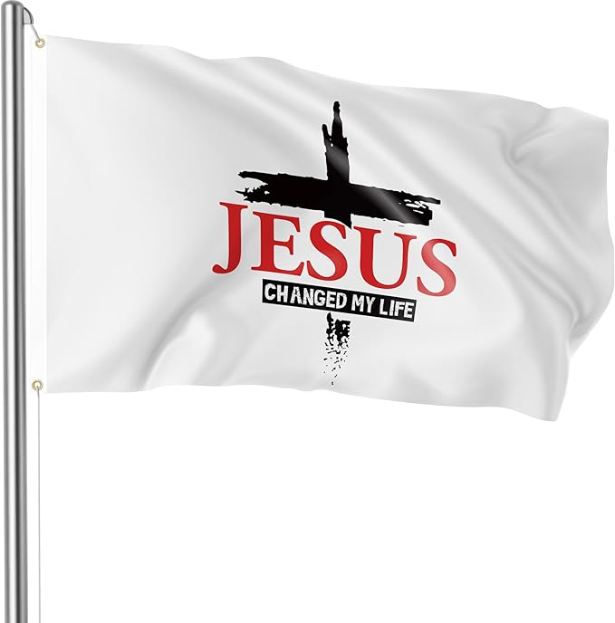 Bozidol Christ Jesus Flag, 3x5 Feet Double Sided Cross Flags with Brass Grommets, Christian Easter Decorations for Indoor and Outdoor House Yard Banner Decor