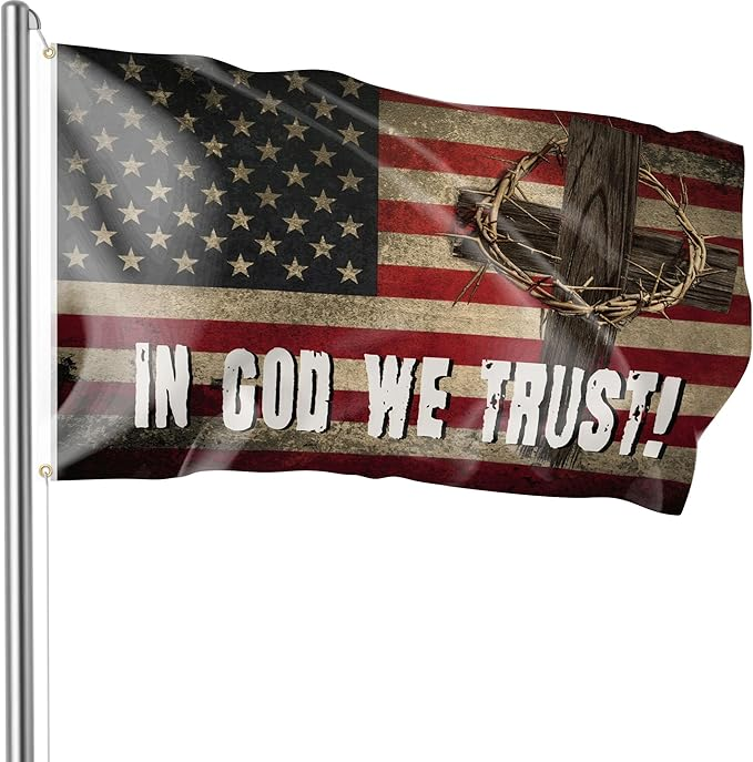 Bozidol Christ Jesus Flag, 3x5 Feet Double Sided Cross Flags with Brass Grommets, Christian Easter Decorations for Indoor and Outdoor House Yard Banner Decor