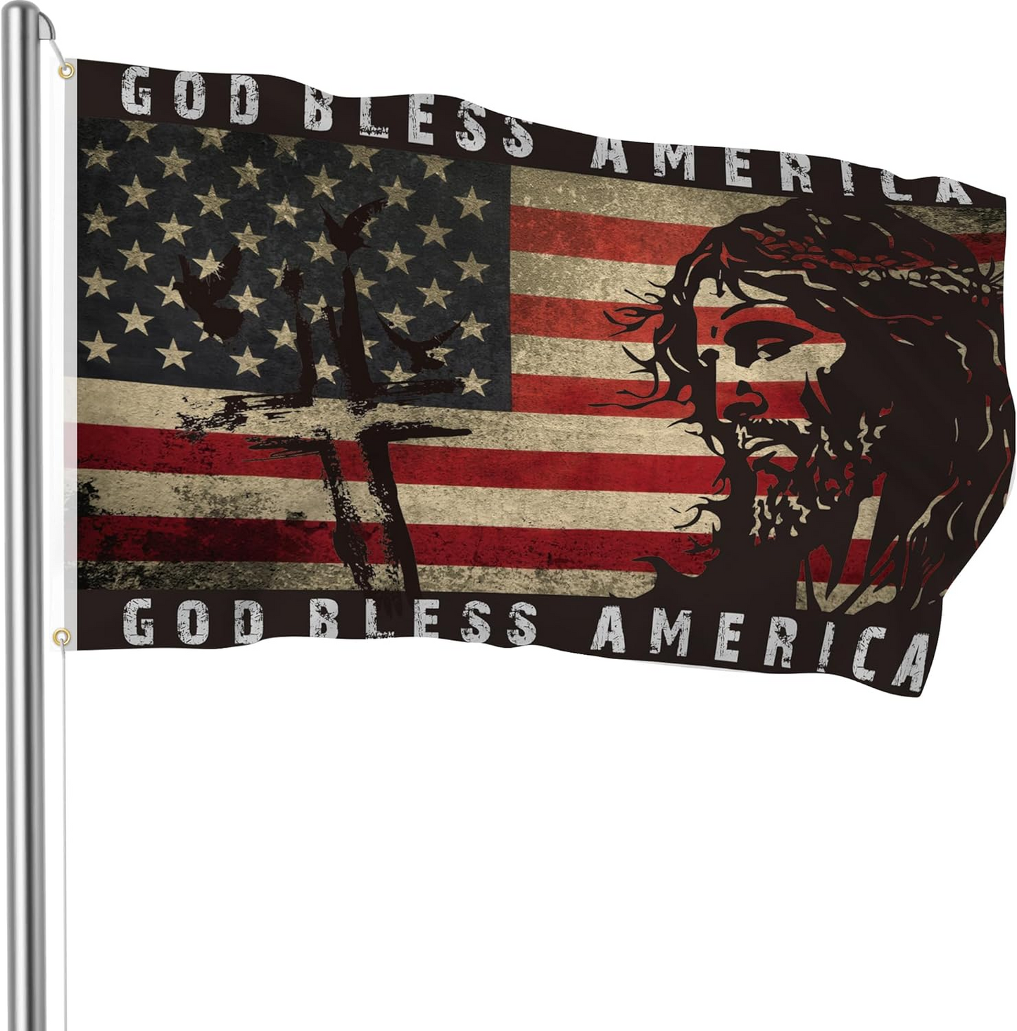 Bozidol Christ Jesus Flag, 3x5 Feet Double Sided Cross Flags with Brass Grommets, Christian Easter Decorations for Indoor and Outdoor House Yard Banner Decor