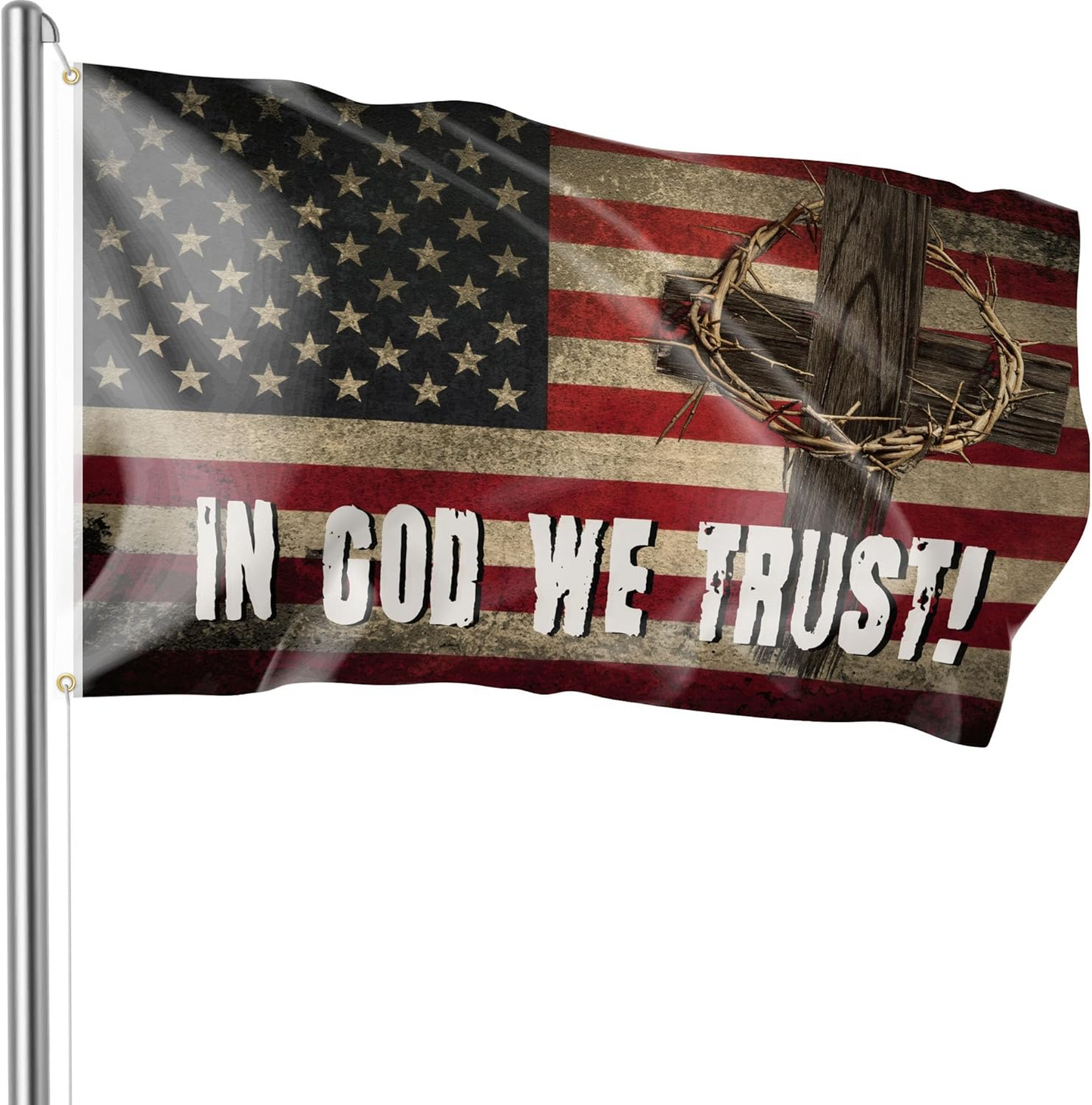 Bozidol Christ Jesus Flag, 3x5 Feet Double Sided Cross Flags with Brass Grommets, Christian Easter Decorations for Indoor and Outdoor House Yard Banner Decor