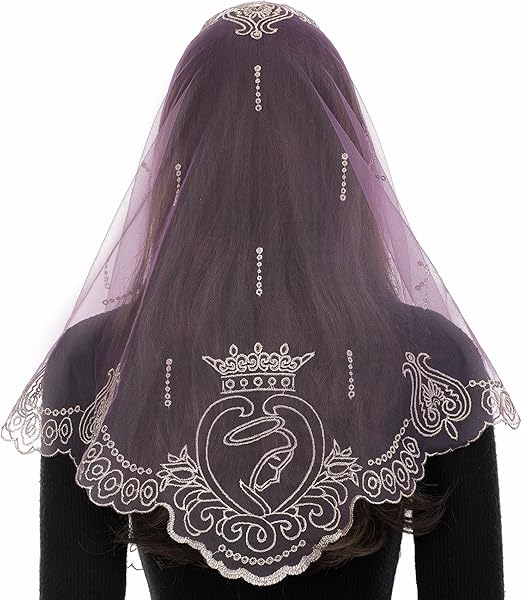 Bozidol Mantilla Veils for Church Catholic, Triangle Our Lady of Fatima Lace Chapel Veil, Latin Mass Head Coverings for Women