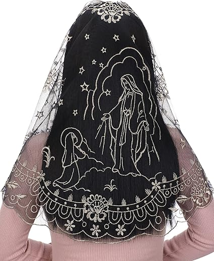 Bozidol Catholic Mantilla Chapel Veil - Spanish Church Mass Veil D Shape Our Lady Embroidery Lace Head Covering for Women