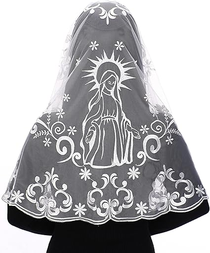 Bozidol Catholic Mantilla Chapel Veil - Spanish Church Mass Veil D Shape Our Lady Embroidery Lace Head Covering for Women