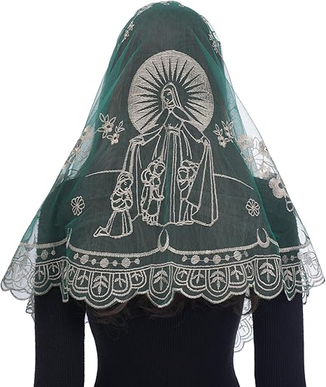 Bozidol Mantilla Veils for Church Catholic, Spanish D Shape Virgin Mary Lace Chapel Veil, Latin Mass Head Coverings for Women